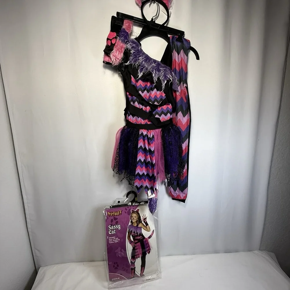 Spirit Purple Pink Black Sassy Cat Kids Halloween Costume
